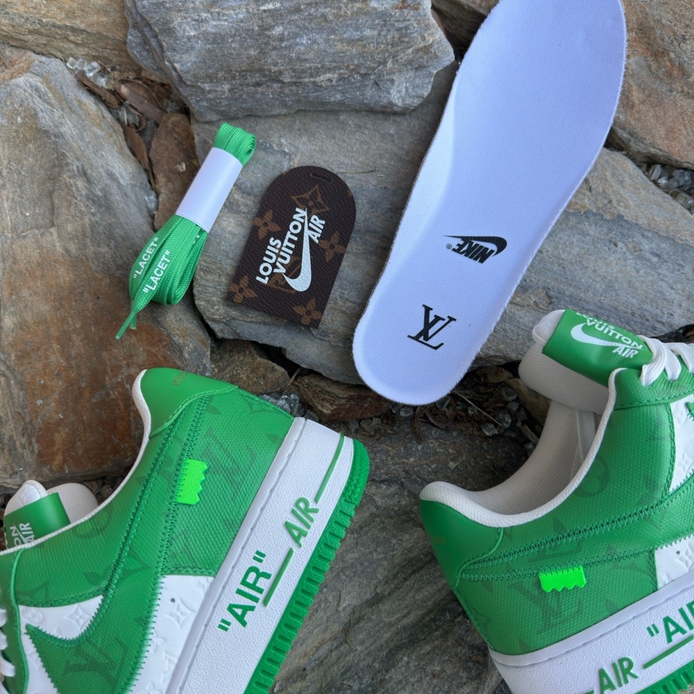 Louis Vuitton x Nike Air Force 1 Green (No Box) - Picture 4 of 9